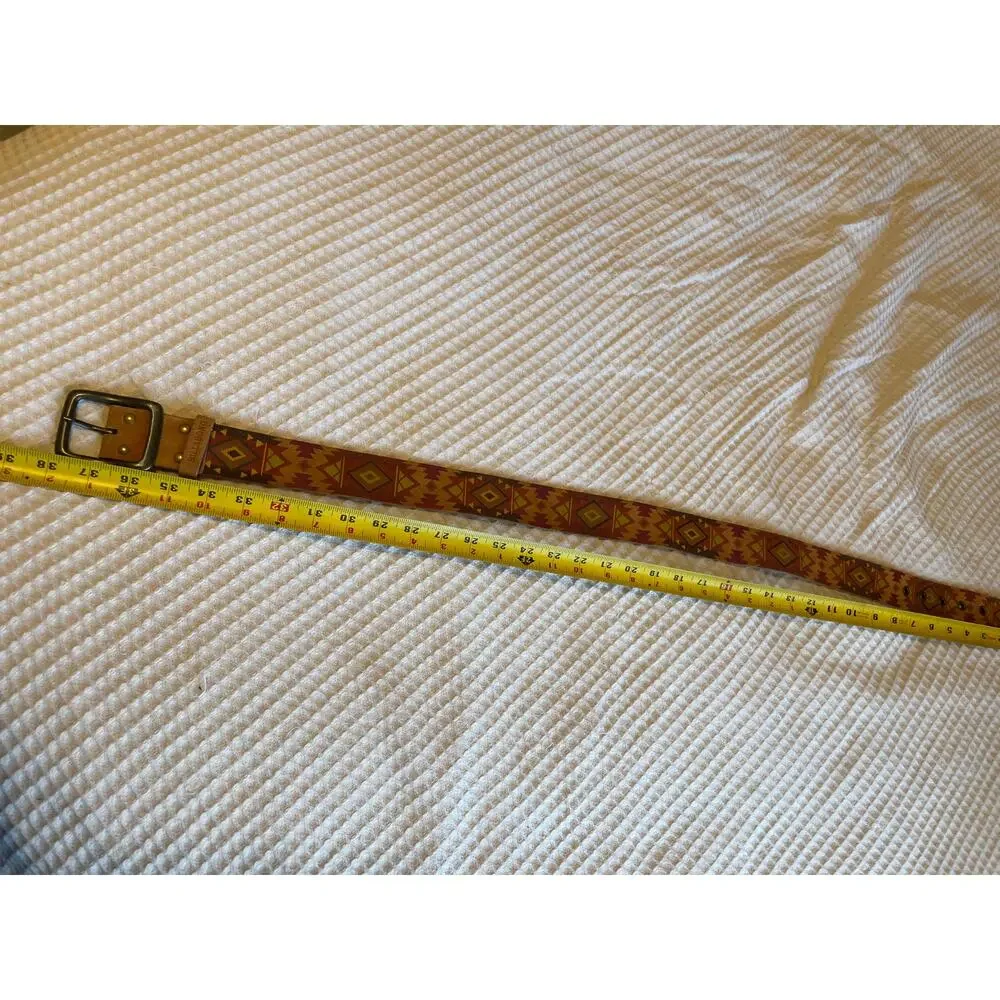 Billabong Leather Multicolor Tribal Print Classic Boho Y2K Belt Medium